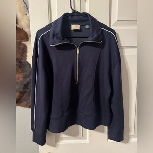 Tahari Navy Half-Zip Pullover